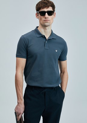 LUFIAN Antrasit Erkek Polo Yaka T-Shirt