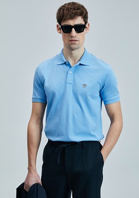 LUFİAN Mavi Erkek Polo Yaka T-Shirt