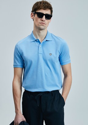 LUFİAN Mavi Erkek Polo Yaka T-Shirt