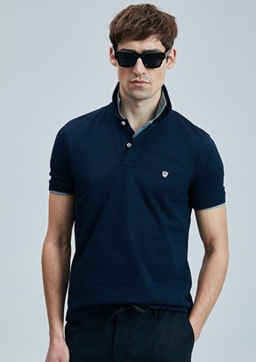 LUFIAN Lacivert Erkek Polo Yaka T-Shirt