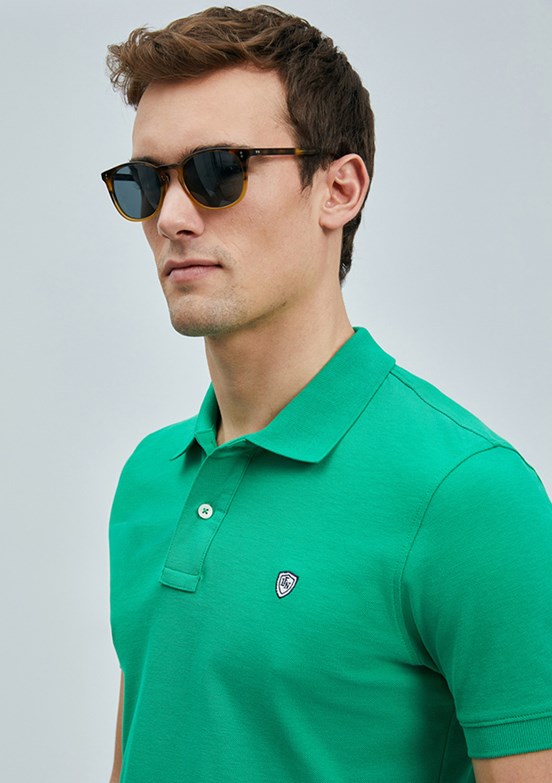 LUFİAN Yeşil Erkek Polo Yaka T-Shirt