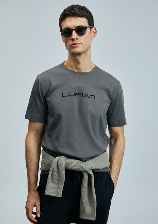 LUFIAN Kahverengi Erkek Basic T-Shirt