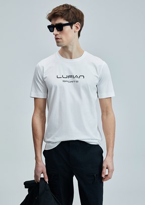 LUFIAN Beyaz Erkek Basic T-Shirt
