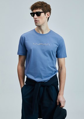 LUFIAN Mor Erkek Basic T-Shirt