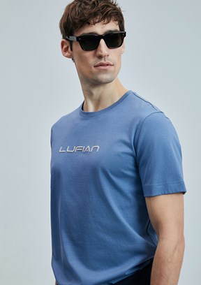LUFIAN Mor Erkek Basic T-Shirt