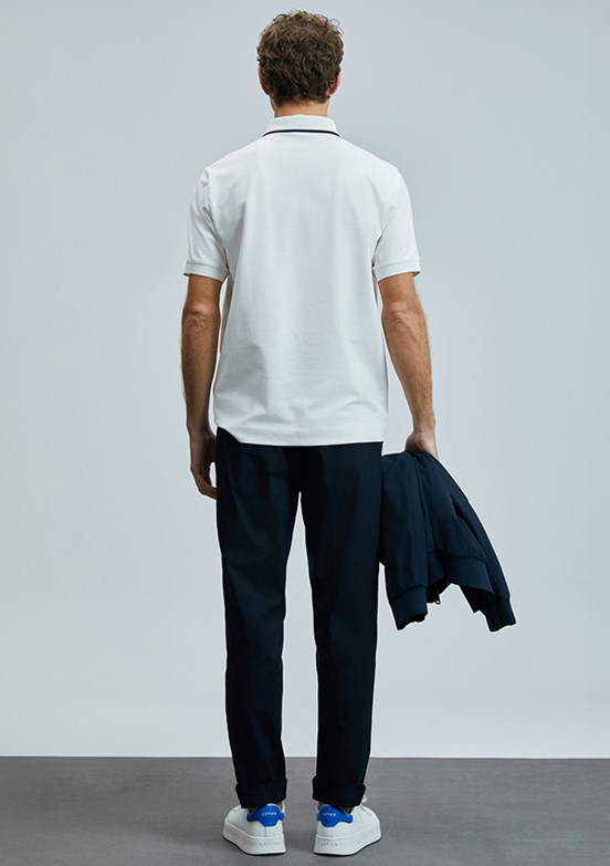 LUFIAN Beyaz Erkek Polo Yaka T-Shirt