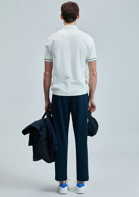 LUFIAN Beyaz Erkek Polo Yaka T-Shirt