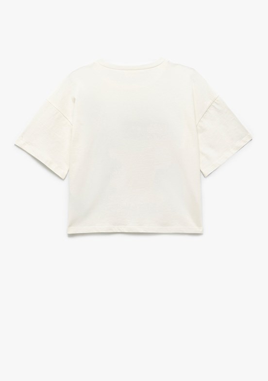 KOTON Beyaz Kız Çocuk Baskılı T-Shirt
