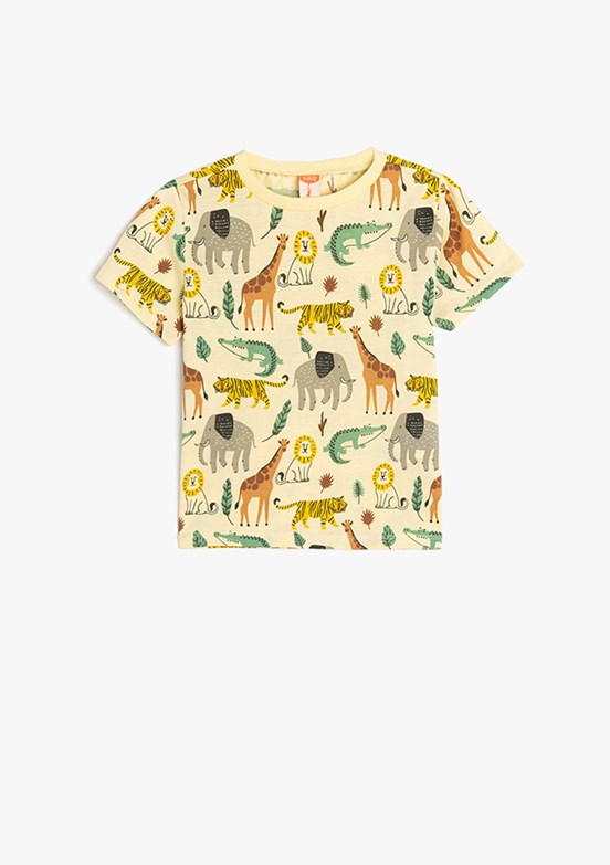KOTON Sari Erkek Çocuk Baskılı T-Shirt