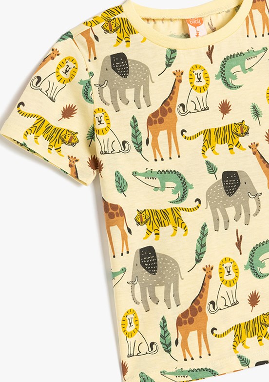 KOTON Sari Erkek Çocuk Baskılı T-Shirt