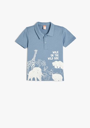 KOTON Mavi Erkek Çocuk Polo Yaka T-Shirt