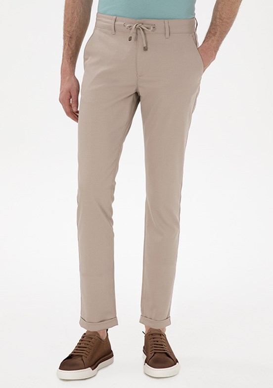 PİERRE CARDİN Bej Erkek Slim Pantolon