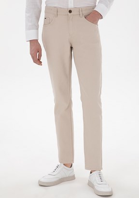 PİERRE CARDİN Bej Erkek Slim Jean Pantolon