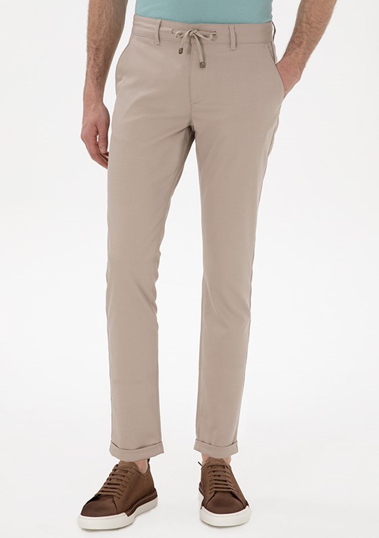 PİERRE CARDİN Bej Erkek Slim Pantolon