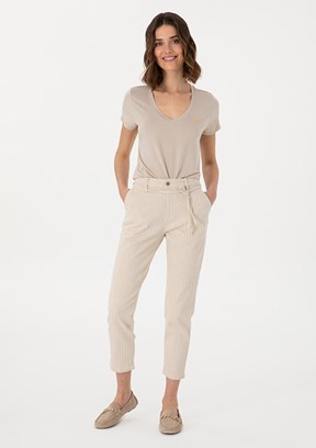US POLO ASSN Beyaz Kadın Havuç Pantolon Jean Pantolon