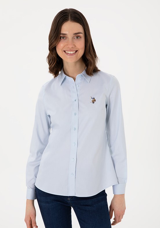 US POLO ASSN Mavi Kadın Uzun Kol Gömlek