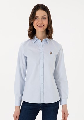 US POLO ASSN Kadın Mavi Uzun Kol Gömlek