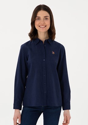 US POLO ASSN Lacivert Kadın Uzun Kol Gömlek