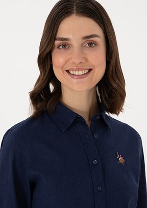 US POLO ASSN Lacivert Kadın Uzun Kol Gömlek