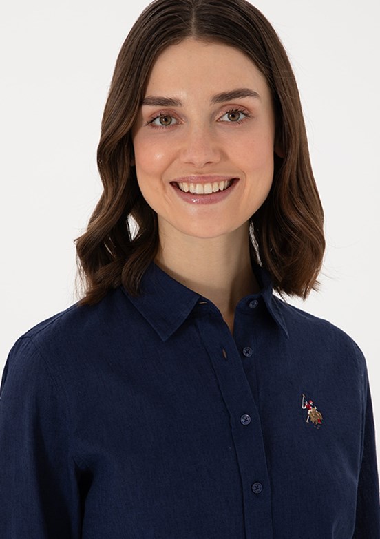 US POLO ASSN Lacivert Kadın Uzun Kol Gömlek