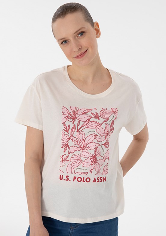 US POLO ASSN Beyaz Kadın Comfort T-shirt