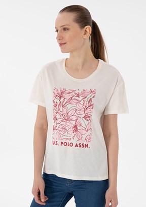 US POLO ASSN Beyaz Kadın Comfort T-shirt