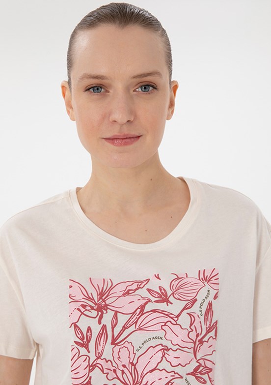 US POLO ASSN Beyaz Kadın Comfort T-shirt