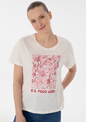 US POLO ASSN Beyaz Kadın Comfort T-shirt