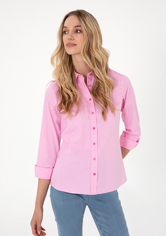 US POLO ASSN Pembe Kadın Uzun Kol Gömlek