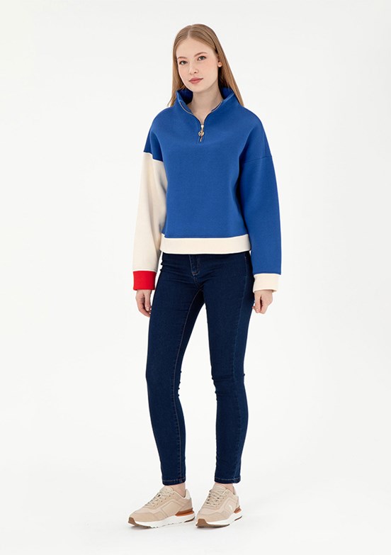 US POLO ASSN Mavi Kadın Oversize Jean Pantolon
