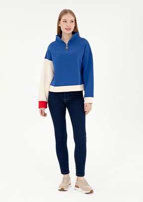 US POLO ASSN Mavi Kadın Oversize Jean Pantolon
