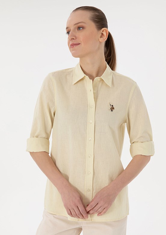 US POLO ASSN - Kadın Sarı Uzun Kol Gömlek