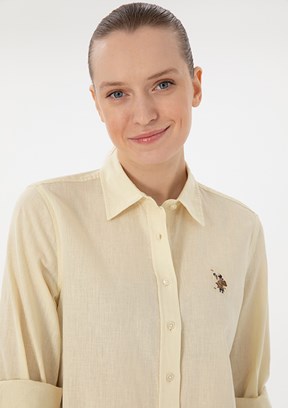 US POLO ASSN - Kadın Sarı Uzun Kol Gömlek