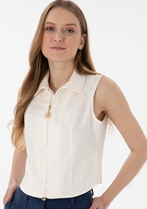 US POLO ASSN Beyaz Kadın Kısa Kol Gömlek
