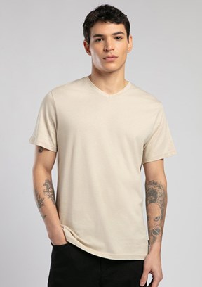 LEE COOPER Jonat Bej Erkek V Yaka T-shirt