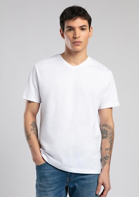 LEE COOPER Jonat Beyaz Erkek V Yaka T-shirt