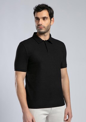 LEE COOPER Jody Siyah Erkek Polo Yaka T-shirt