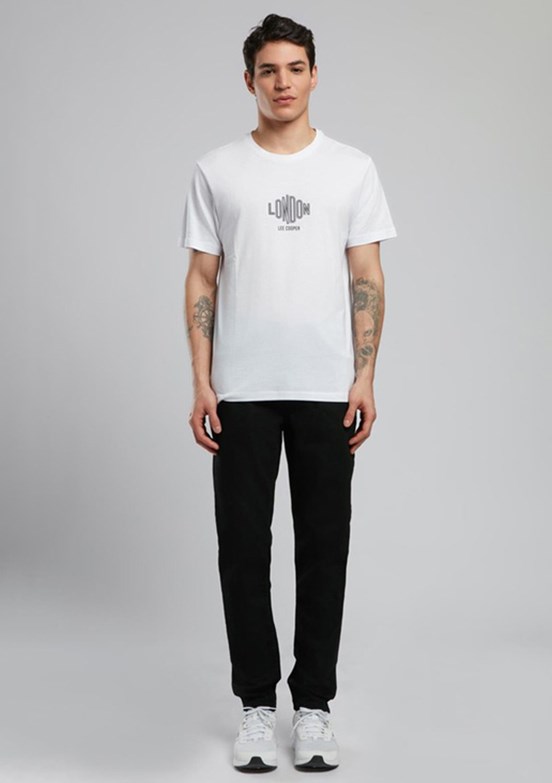 LEE COOPER Lev Beyaz Erkek O Yaka T-shirt