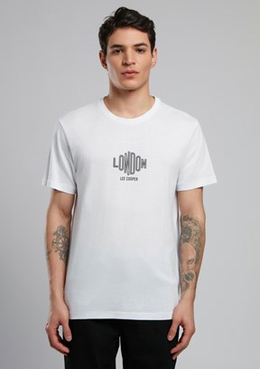 LEE COOPER Lev Beyaz Erkek O Yaka T-shirt