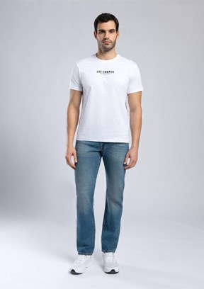 LEE COOPER Patrico Beyaz Erkek O Yaka T-shirt