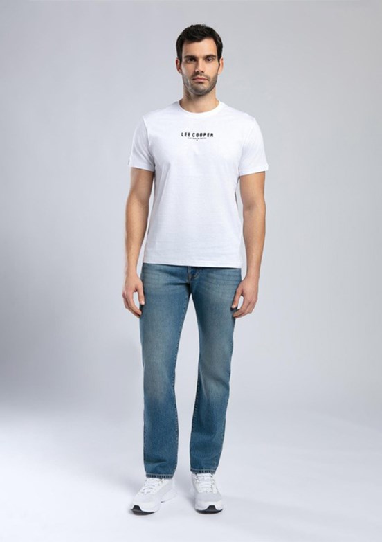 LEE COOPER Patrico Beyaz Erkek O Yaka T-shirt