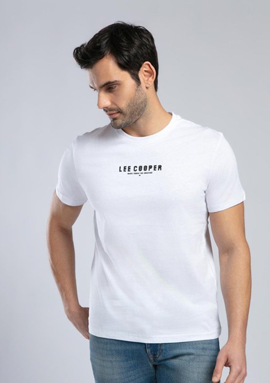 LEE COOPER Patrico Beyaz Erkek O Yaka T-shirt