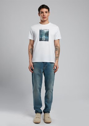 LEE COOPER Beyaz Erkek O Yaka T-Shirt
