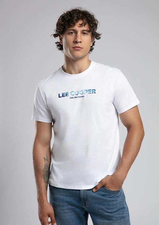 LEE COOPER Ember Beyaz Erkek O Yaka T-shirt
