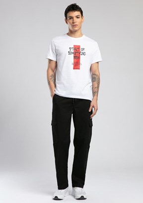 LEE COOPER Ric Beyaz Erkek O Yaka T-shirt