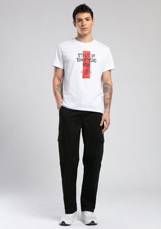 LEE COOPER Ric Beyaz Erkek O Yaka T-shirt