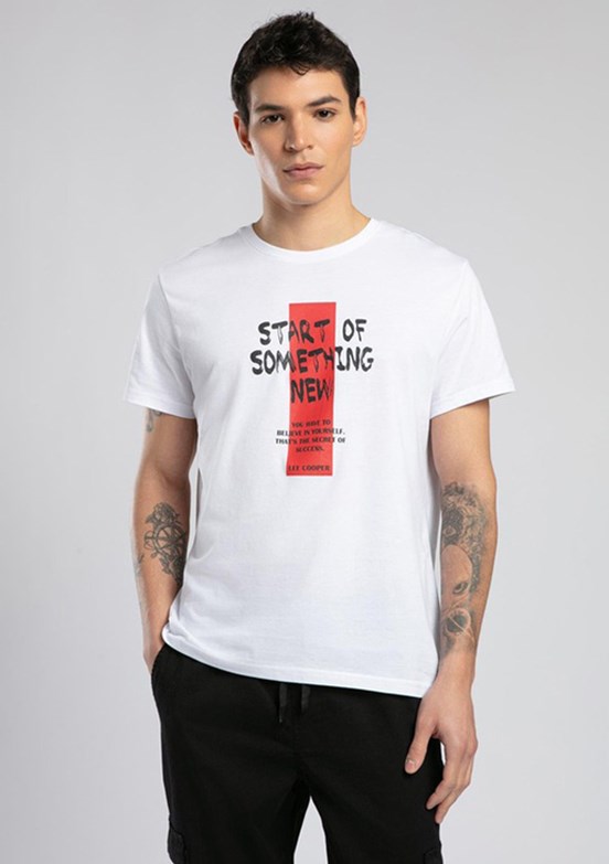 LEE COOPER Ric Beyaz Erkek O Yaka T-shirt