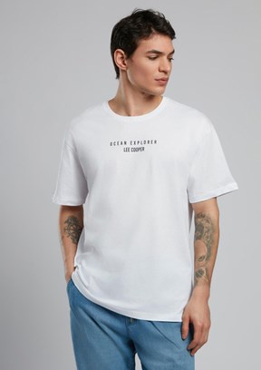 LEE COOPER Nora Beyaz Erkek O Yaka T-shirt