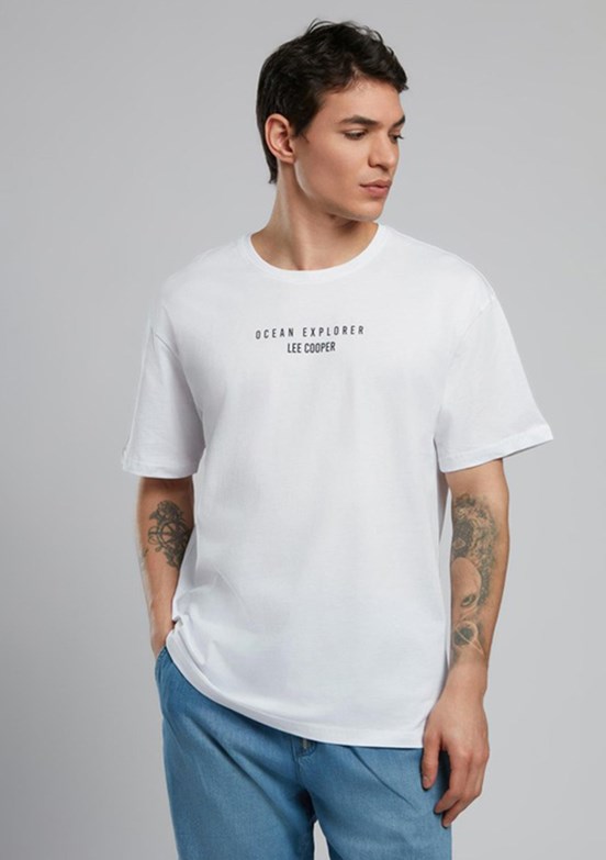 LEE COOPER Nora Beyaz Erkek O Yaka T-shirt