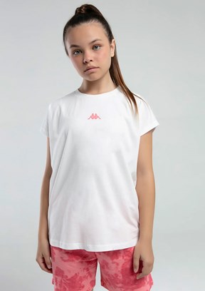 KAPPA Beyaz Kız Çocuk Pamuklu T-Shirt